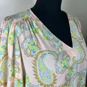 Sigrid Olsen Women’s Paisley Print Short Sleeve Blouse Medium